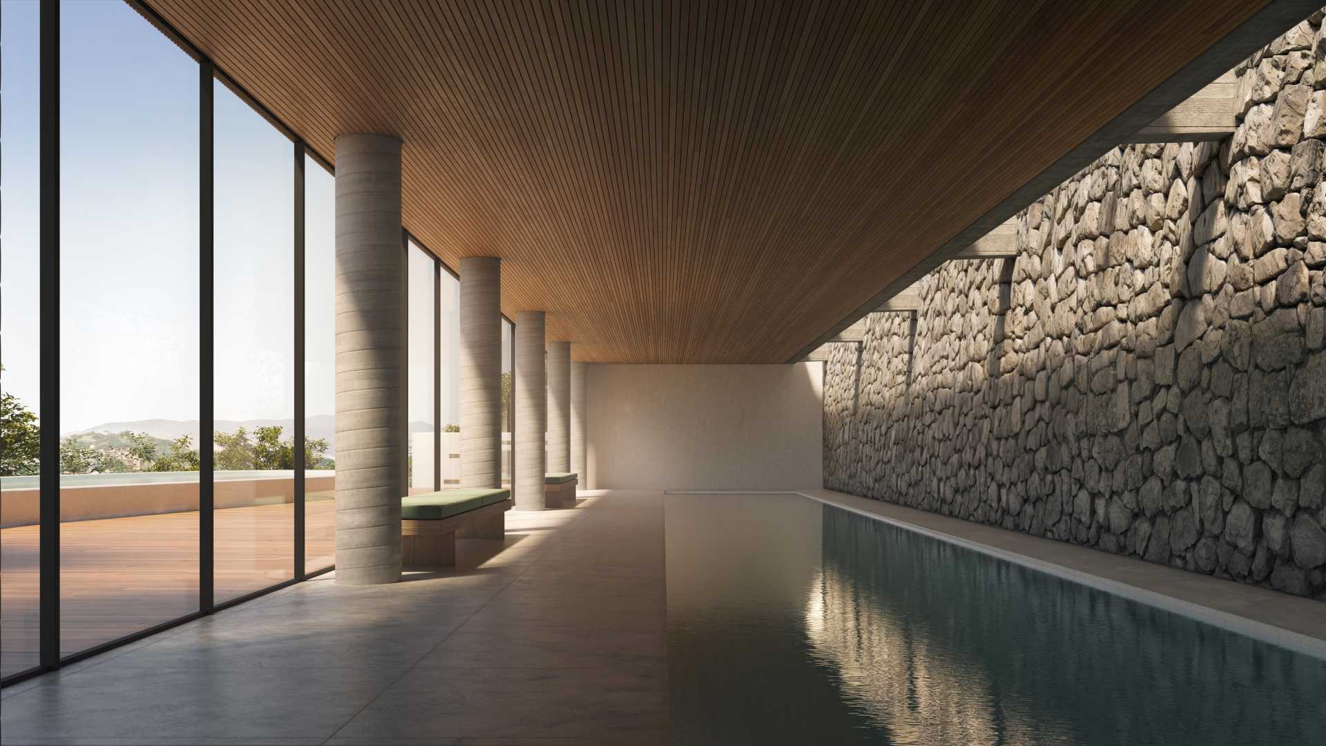 Piscina térmica com raia de 25m