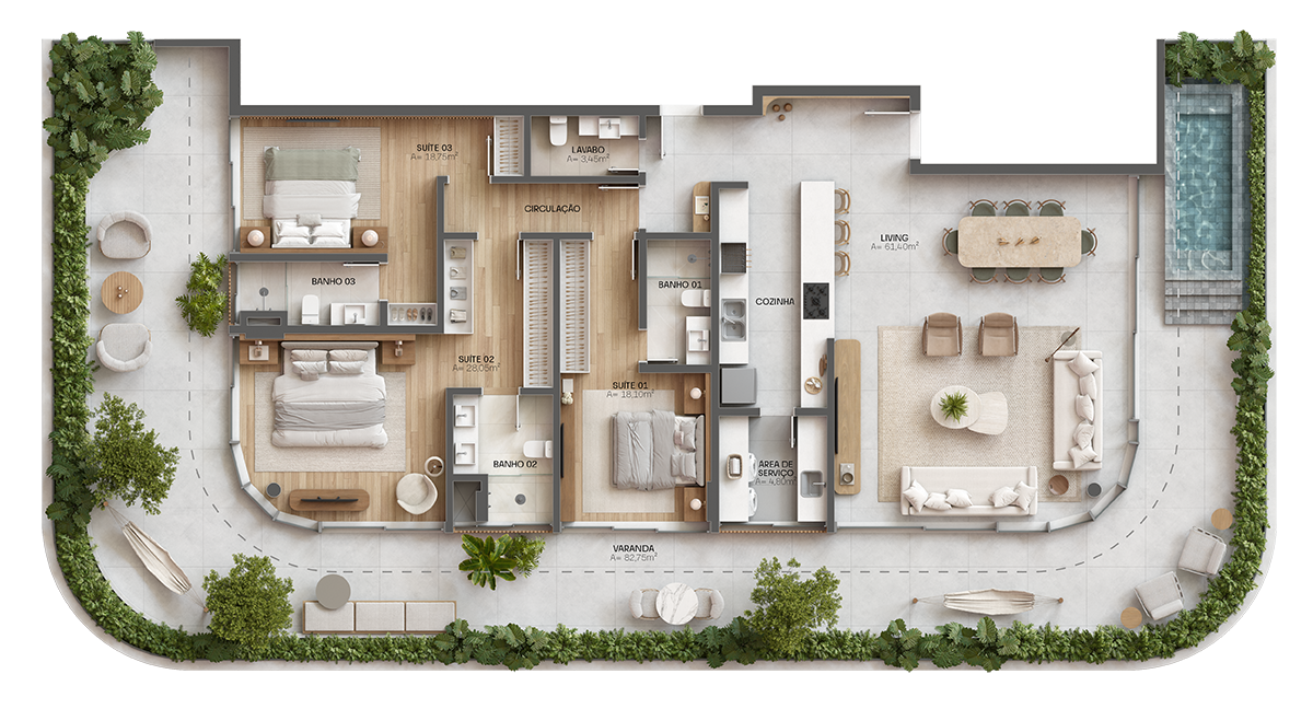 Torre Mediterrâneo | Cobertura Final 01 | 289m² | Padrão