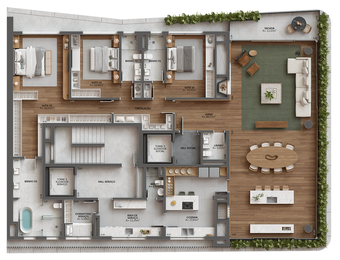 Apartamento Final 01 | T3 | 3 Suítes